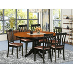 HomeStock Oval Kitchen Dining Table Set with 6 Chairs Modern Style