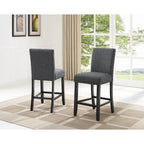 Biony Espresso Wood Counter Height Dining Set with Grey Fabric Nailhead Stools
