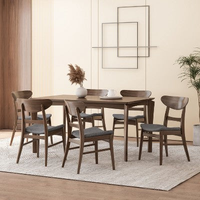 Christopher Knight Home Amesbury Wood and Fabric 7 Piece Dining Set