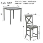 CLIHOME 5 Pieces Dining Table Set, Set for 4 Wooden Kitchen Dining Square Table Set with Square Table and 4 Upholstered Chairs