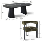 Expandable Round to Oval Dining Table Set with 8 Velvet Chairs, 3-in-1 Pedestal Dining Set, Seats 4 to 8, Modern Dining Room Set-Panipeachy