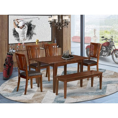 Modern Dinette Set - Table with Leaf & Kitchen Chairs - Small Space Dining Room Furniture