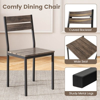 Costway 47 Dining Table Set for 4, Wooden Kitchen Table with 2 Chairs & Bench, Metal Frame
