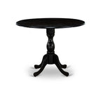 HomeStock 5-Piece Wire Brushed Black Finish Solid Wood Top Dining table with 4 Chairs with Drop Leaf Lattice Back
