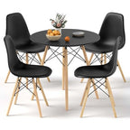 Costway Dining Table Set Modern 5 PCS For 4 Round Dining Room Table Set with Solid Wood Leg Black/Brown/White