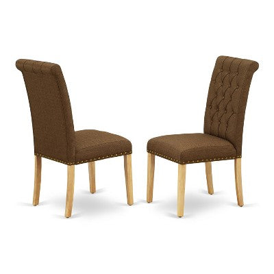 HomeStock 5 Piece Oak Linen Fabric Dining Room Set