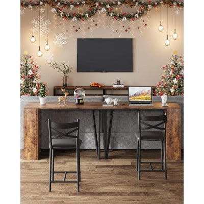 3 Piece Bar Table Set for 2, Bar Table and Chairs Set with with Flip Top Extension, Dining Table Set with Storage Shelves