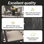 Farmhouse 5 Piece Kitchen Dining Set for 4, Solid Wood Extendable Round Dining Table Set and 4 Upholstered Chairs for Kitchen