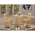 Counter Height Dining Set - 3 Piece Table & Chair Set - Small Space Kitchen Table - Oak Finish