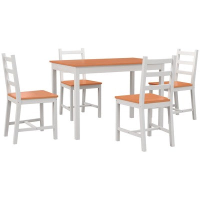 Dining Table Set for 4, 5 Piece Modern Kitchen Table and Chairs, Solid Wood Dining Room Set for Small Spaces, Breakfast Nook