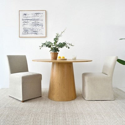 3-Piece Dining Room Table and Chair Set, 35 Round Table with Upholstered Slipcover Chairs for Breakfast Nook or Small Space-Panipeachy