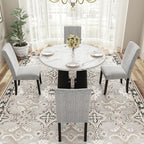 5-piece Round Dining Table Set Dining Set with 4 Upholstered Chairs for Dining Room, Kitchen and Living room, Beige/Black/Gray/White-ModernLuxe