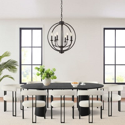 Expandable Round to Oval Dining Table Set with 8 Velvet Chairs, 3-in-1 Pedestal Dining Set, Seats 4 to 8, Modern Dining Room Set-Panipeachy