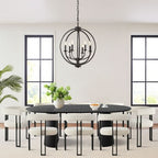 Expandable Round to Oval Dining Table Set with 8 Velvet Chairs, 3-in-1 Pedestal Dining Set, Seats 4 to 8, Modern Dining Room Set-Panipeachy