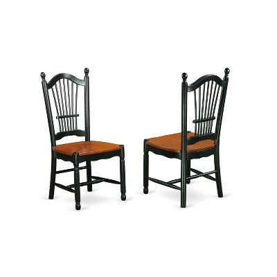 5-Piece Black and Cherry Finish Solid Wood Top - Dining Room Set - Seats 4