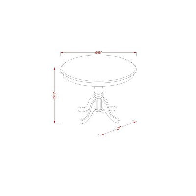 5-Piece Round Buttermilk and Cherry Finish Solid Wood Top Dining table with 4 Chairs with