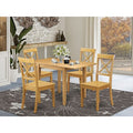HomeStock Belmont Kitchen Table Set 5 Pc- 4 Wooden Dining Room Chairs and a Dining Room Table - Oak Finish Wooden Chair Seat - Oak Finish
