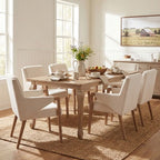 Christopher Knight Home Misaw 7 Piece Mid-Century Modern Upholstered Dining Chairs with Expandable Table