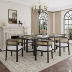 Christopher Knight Home Lythor 7 Piece Cane and Rubberwood Upholstered Dining Set