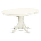 Vintage Oval Dining Table Set - 5pc Table & 4 Chairs - Linen White Legs - Light Beige Fabric