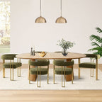 47-83 Extendable Dining Table Set for 6, Natural Wood-Tone Table and 6 Upholstered Chenille Dining Chairs with Metal Legs-Panipeachy
