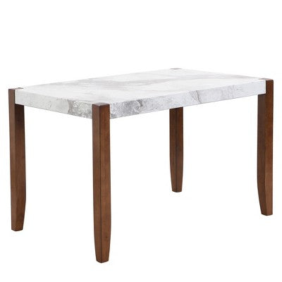 Faux Marble Dining Table Set for 4, 5 Pieces Rectangle Dining Table with 4 Upholstered Chairs for Small Space Kictchen