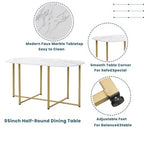 Modern Marble Dining Table Set for 6 with Metal Frame, Rectangular Marble Sticker Table and 6 Chairs for Dining Room Kitchen