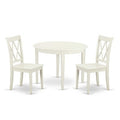 Nordic Dining Set - 3 Piece Table & Chairs - 42 Inch Round Table - Linen White Finish - Modern Furniture