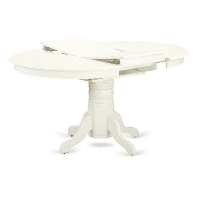 Modern 5 Piece Dinette Set - Oval Dining Table & 4 Linen White Chairs