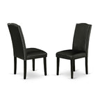 HomeStock DUEN7-BLK-69 7Pc Rectangular Dining Table And Six Chair Black