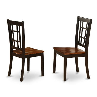HomeStock 5-Piece Square Black and Cherry Finish Solid Wood Top Dining Table with 4 Chairs