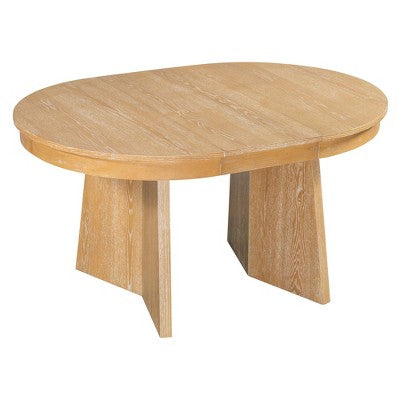Rattan Round Dining Table Set for 4, Extendable Dining Set with 4 Upholstered Chairs, Kitchen Table and Chairs Set for Small Space, Natural Wood Wash