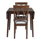 3 Piece Expandable Dining Set with 2 Upholstered Chairs, Wood Dining Table with Drop Leaf for Small Place