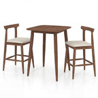 Costway 3 PCS Counter Height Kitchen Table with 2 Bar Stools, Fabric Upholstered Seats