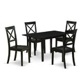 HomeStock 5-Pc Black Finish Solid Wood Top - Rectangular Dining Room Set with Butterfly Leaf - Seats 4