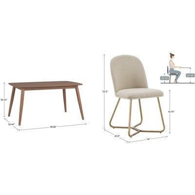 Cortland 5-Piece Fabric Mid-Century Modern Tapered Dining Set - iNSPIRE Q