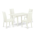 5-Piece Linen White Finish Solid Wood Top - Rectangular Dining Room Set - Seats 4