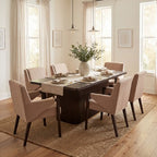 Christopher Knight Home Lindiwe Modern 7 Piece Rubberwood Linen Upholstered Dining Set with Rectangular Table
