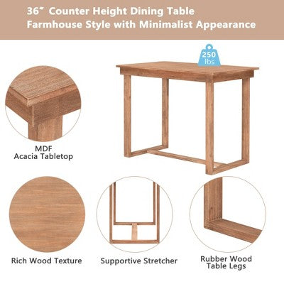 5-Piece Farmhouse Counter Height Dining Table Set with 1 Rectangular Dining Table and 4 Dining Chairs for Small Places - ModernLuxe
