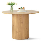 Dining Table Set for 4, Upholstered Barrel Chair with Castors and Round Pedestal Table for Kitchen or Breakfast Nook-Panipeachy