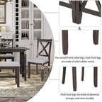 6 Piece Extendable Dining Table Set Dining Set Small Dinette Kitchen Table Set with Foldable Table, 4 Upholstered Chairs, Bench, Gray/Espresso-HABITRI