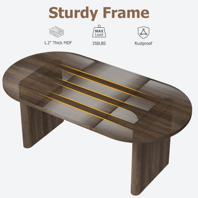 70.8 Inch Oval Dining Table with Upholstered Dining Chairs, Kitchen Table with Thick Sturdy Wooden Base, High Back Dining Chair with Solid Wood Legs
