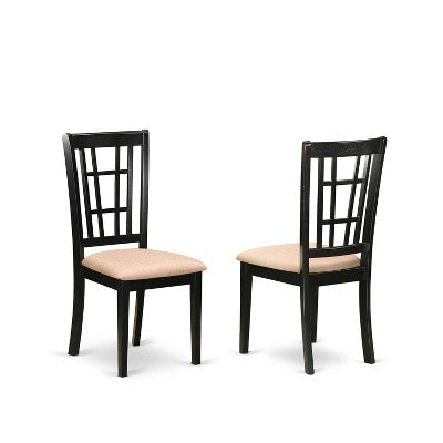 5-Piece Round Black Finish Solid Wood Top Dining table with 4-Chairs with
