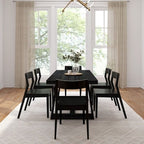 Plank+Beam 72 Classic Solid Wood Dining Table Set, Walnut Wirebrush, + 6 Chairs