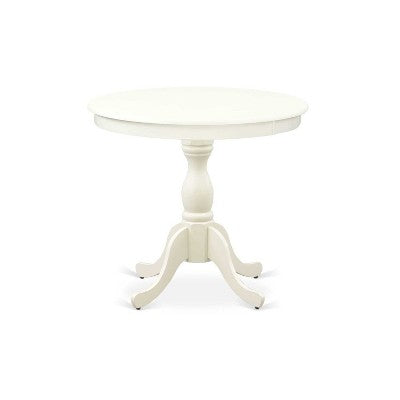 3-Piece Linen White Finish Solid Wood Top - Dining Room Set with High Back - Seats 4