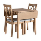 3 Piece Expandable Dining Set with 2 Upholstered Chairs, Wood Dining Table with Drop Leaf for Small Place