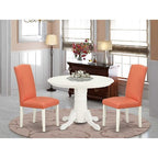 Round Dinette Set 3pc - 42 Table & 2 Parson Chairs - Pink Flamingo PU Leather - Eclectic Elegance
