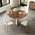 GDFStudio Lenhart Mid-Century 5 Piece Round Dining Set with 35 Glass Table and 4 Ergonomic Chairs