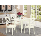 HomeStock 5-Pc Linen White Finish Solid Wood Top - Dining Room Set - Seats 4