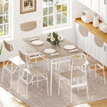 Karl Home 7-Piece Dining Table Set for 6, 43.3 Kitchen Table and Wood Chairs with Storage and Backrest